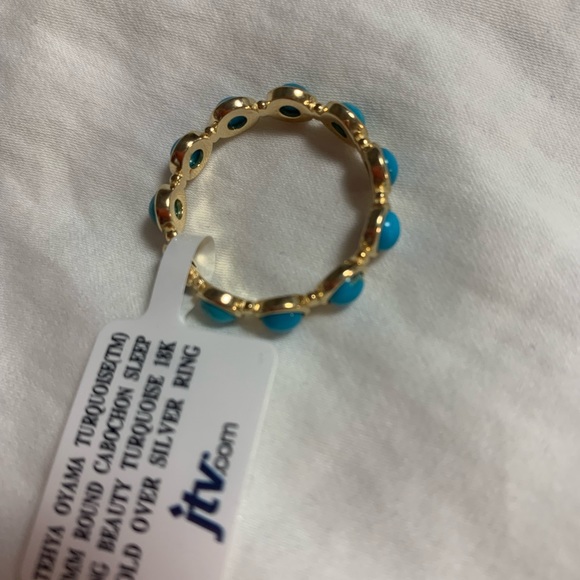 NWT JTV Turquoise 18K Gold Over Silver Ring - Picture 6 of 7